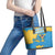 United States Virgin Islands Leather Tote Bag with Blue Yellow Ocean Design and Eagle Map Pattern - Wonder Print Shop