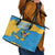 United States Virgin Islands Leather Tote Bag with Blue Yellow Ocean Design and Eagle Map Pattern - Wonder Print Shop