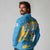 United States Virgin Islands Long Sleeve Polo Shirt with Blue Yellow Ocean Design and Eagle Map Pattern - Wonder Print Shop