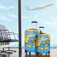 United States Virgin Islands Luggage Cover with Blue Yellow Ocean Design and Eagle Map Pattern - Wonder Print Shop
