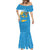 United States Virgin Islands Mermaid Dress with Blue Yellow Ocean Design and Eagle Map Pattern - Wonder Print Shop