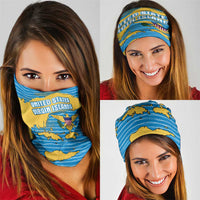 United States Virgin Islands Neck Gaiter with Blue Yellow Ocean Design and Eagle Map Pattern - Wonder Print Shop
