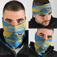 United States Virgin Islands Neck Gaiter with Blue Yellow Ocean Design and Eagle Map Pattern - Wonder Print Shop