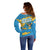United States Virgin Islands Off Shoulder Sweater with Blue Yellow Ocean Design and Eagle Map Pattern - Wonder Print Shop