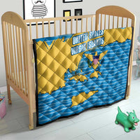 United States Virgin Islands Quilt with Blue Yellow Ocean Design and Eagle Map Pattern - Wonder Print Shop