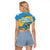 United States Virgin Islands Raglan Cropped T Shirt with Blue Yellow Ocean Design and Eagle Map Pattern - Wonder Print Shop