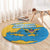 United States Virgin Islands Round Carpet with Blue Yellow Ocean Design and Eagle Map Pattern - Wonder Print Shop