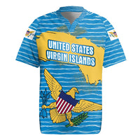 United States Virgin Islands Rugby Jersey with Blue Yellow Ocean Design and Eagle Map Pattern - Wonder Print Shop