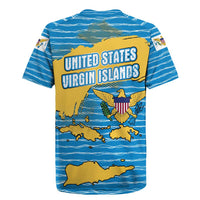 United States Virgin Islands Rugby Jersey with Blue Yellow Ocean Design and Eagle Map Pattern - Wonder Print Shop