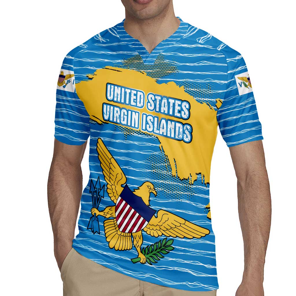United States Virgin Islands Rugby Jersey with Blue Yellow Ocean Design and Eagle Map Pattern - Wonder Print Shop
