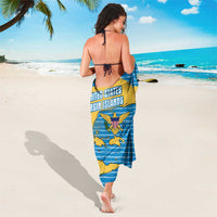 United States Virgin Islands Sarong with Blue Yellow Ocean Design and Eagle Map Pattern - Wonder Print Shop