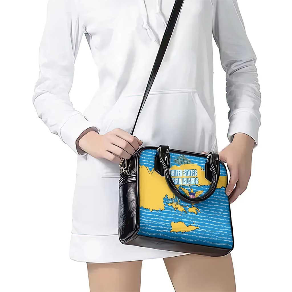 United States Virgin Islands Shoulder Handbag with Blue Yellow Ocean Design and Eagle Map Pattern - Wonder Print Shop