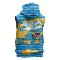 United States Virgin Islands Sleeveless Hoodie with Blue Yellow Ocean Design and Eagle Map Pattern - Wonder Print Shop
