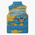 United States Virgin Islands Sleeveless Puffer Jacket with Blue Yellow Ocean Design and Eagle Map Pattern - Wonder Print Shop