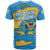 United States Virgin Islands T Shirt with Blue Yellow Ocean Design and Eagle Map Pattern - Wonder Print Shop