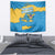 United States Virgin Islands Tapestry with Blue Yellow Ocean Design and Eagle Map Pattern - Wonder Print Shop
