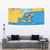 United States Virgin Islands Tapestry with Blue Yellow Ocean Design and Eagle Map Pattern - Wonder Print Shop