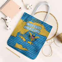 United States Virgin Islands Tote Bag with Blue Yellow Ocean Design and Eagle Map Pattern - Wonder Print Shop