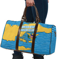 United States Virgin Islands Travel Bag with Blue Yellow Ocean Design and Eagle Map Pattern - Wonder Print Shop