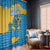 United States Virgin Islands Window Curtain with Blue Yellow Ocean Design and Eagle Map Pattern - Wonder Print Shop
