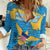 United States Virgin Islands Women Casual Shirt with Blue Yellow Ocean Design and Eagle Map Pattern - Wonder Print Shop