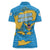 United States Virgin Islands Women Polo Shirt with Blue Yellow Ocean Design and Eagle Map Pattern - Wonder Print Shop