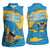 United States Virgin Islands Women Sleeveless Polo Shirt with Blue Yellow Ocean Design and Eagle Map Pattern - Wonder Print Shop