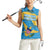 United States Virgin Islands Women Sleeveless Polo Shirt with Blue Yellow Ocean Design and Eagle Map Pattern - Wonder Print Shop