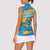 United States Virgin Islands Women Sleeveless Polo Shirt with Blue Yellow Ocean Design and Eagle Map Pattern - Wonder Print Shop
