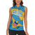 United States Virgin Islands Women Sleeveless Polo Shirt with Blue Yellow Ocean Design and Eagle Map Pattern - Wonder Print Shop