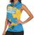 United States Virgin Islands Women Sleeveless Polo Shirt with Blue Yellow Ocean Design and Eagle Map Pattern - Wonder Print Shop