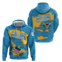 United States Virgin Islands Zip Hoodie with Blue Yellow Ocean Design and Eagle Map Pattern - Wonder Print Shop