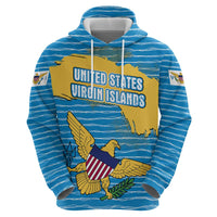 United States Virgin Islands Zip Hoodie with Blue Yellow Ocean Design and Eagle Map Pattern - Wonder Print Shop