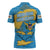 United States Virgin Islands Zipper Polo Shirt with Blue Yellow Ocean Design and Eagle Map Pattern - Wonder Print Shop
