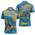 United States Virgin Islands Zipper Polo Shirt with Blue Yellow Ocean Design and Eagle Map Pattern - Wonder Print Shop