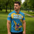 United States Virgin Islands Zipper Polo Shirt with Blue Yellow Ocean Design and Eagle Map Pattern - Wonder Print Shop