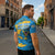 United States Virgin Islands Zipper Polo Shirt with Blue Yellow Ocean Design and Eagle Map Pattern - Wonder Print Shop