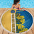 United States Virgin Islands Beach Blanket with Blue Yellow Floral Design and Government Seal Bird - Wonder Print Shop