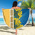 United States Virgin Islands Beach Blanket with Blue Yellow Floral Design and Government Seal Bird - Wonder Print Shop