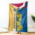United States Virgin Islands Blanket with Blue Yellow Floral Design and Government Seal Bird - Wonder Print Shop