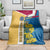 United States Virgin Islands Blanket with Blue Yellow Floral Design and Government Seal Bird - Wonder Print Shop