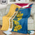 United States Virgin Islands Blanket with Blue Yellow Floral Design and Government Seal Bird - Wonder Print Shop