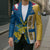 United States Virgin Islands Blazer with Blue Yellow Floral Design and Government Seal Bird - Wonder Print Shop