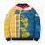 United States Virgin Islands Bomber Puffer Jacket with Blue Yellow Floral Design and Government Seal Bird - Wonder Print Shop