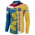 United States Virgin Islands Button Sweatshirt with Blue Yellow Floral Design and Government Seal Bird - Wonder Print Shop
