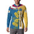 United States Virgin Islands Button Sweatshirt with Blue Yellow Floral Design and Government Seal Bird - Wonder Print Shop