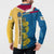 United States Virgin Islands Button Sweatshirt with Blue Yellow Floral Design and Government Seal Bird - Wonder Print Shop