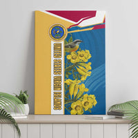 United States Virgin Islands Canvas Wall Art with Blue Yellow Floral Design and Government Seal Bird - Wonder Print Shop