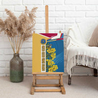United States Virgin Islands Canvas Wall Art with Blue Yellow Floral Design and Government Seal Bird - Wonder Print Shop