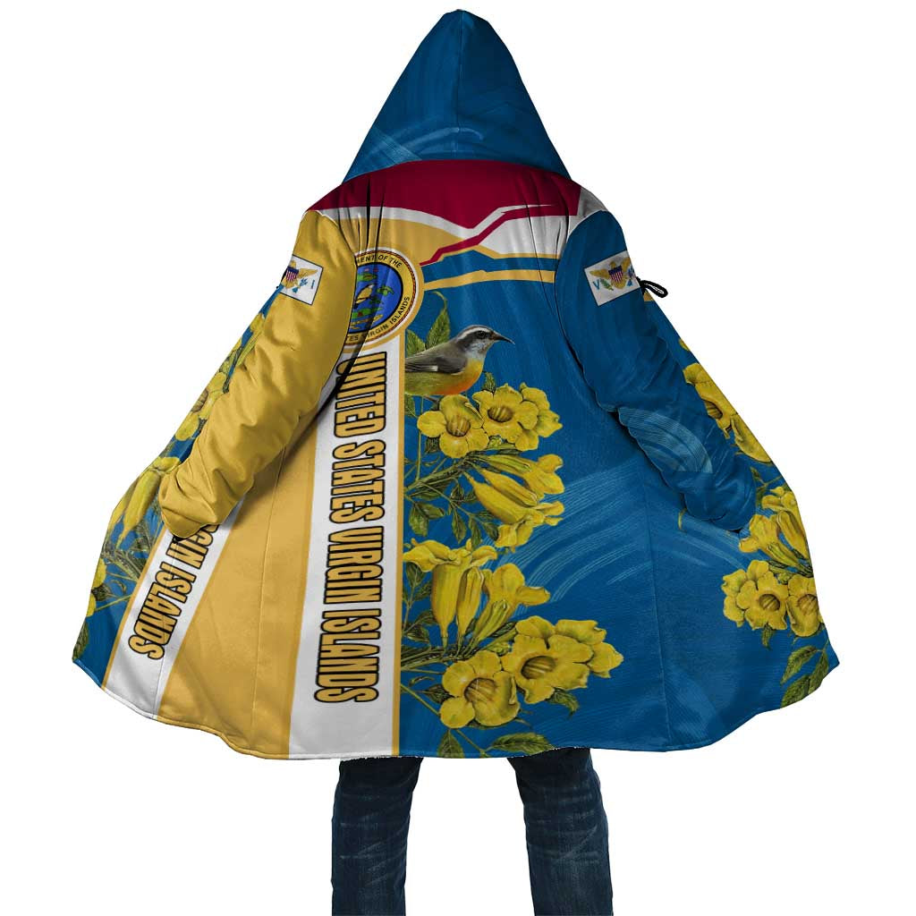 United States Virgin Islands Cloak with Blue Yellow Floral Design and Government Seal Bird - Wonder Print Shop